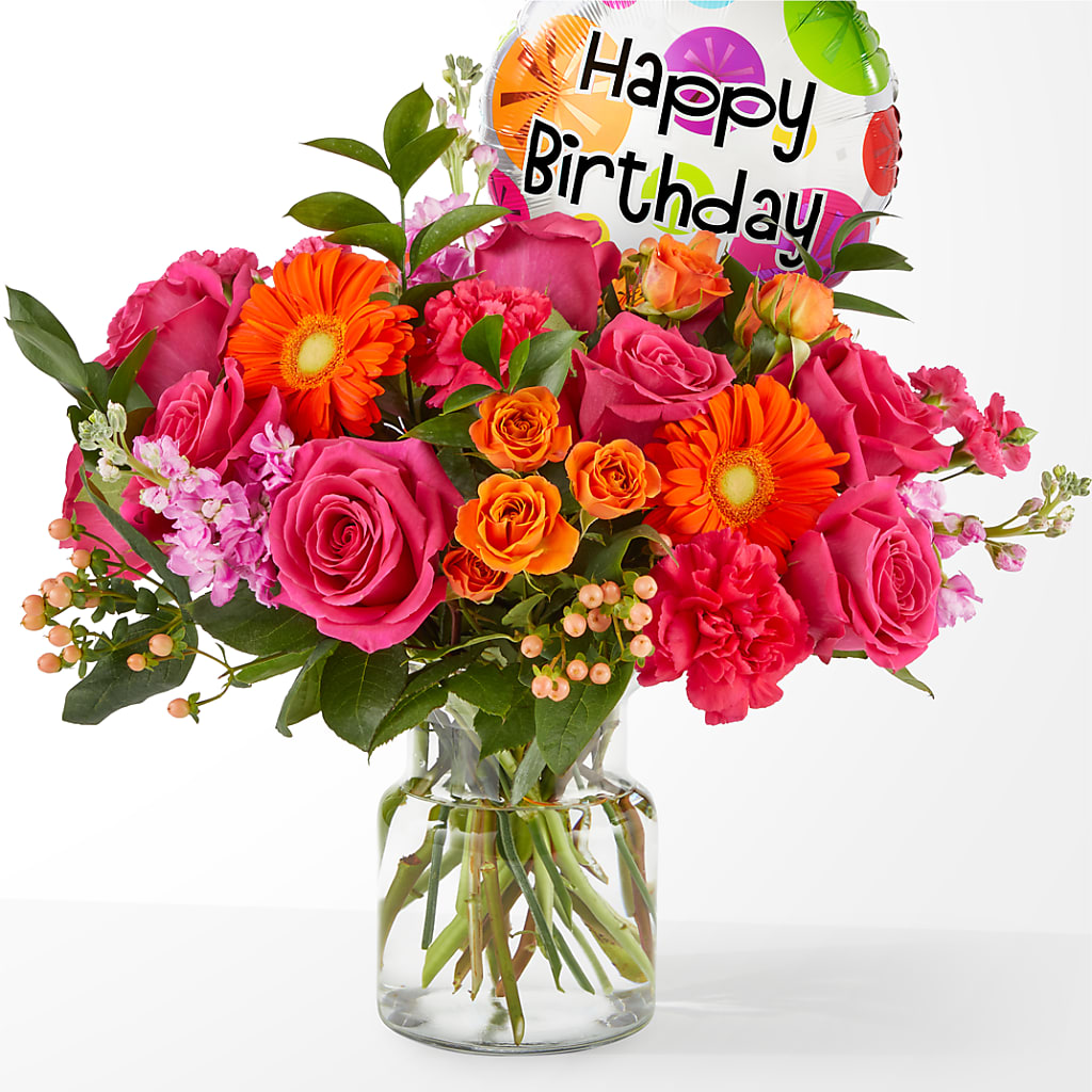 Fiesta Bouquet with Birthday Balloon – ROY'S FLORIST, Winnipeg MB