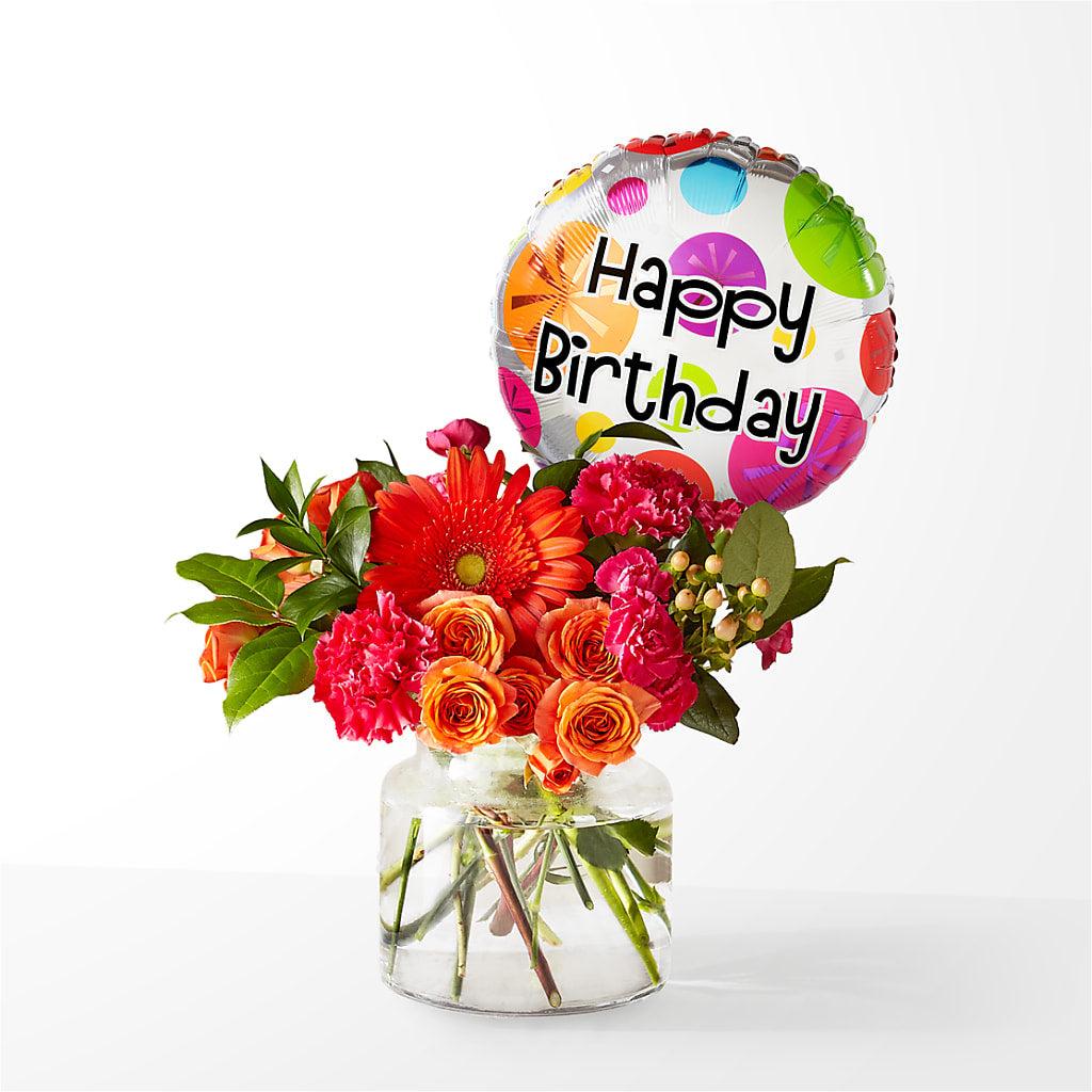 Fiesta Bouquet with Birthday Balloon – ROY'S FLORIST, Winnipeg MB