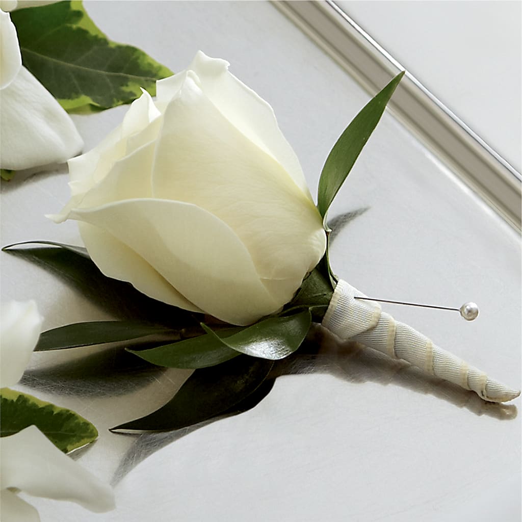 White Rose Boutonniere – ROY'S FLORIST, Winnipeg MB