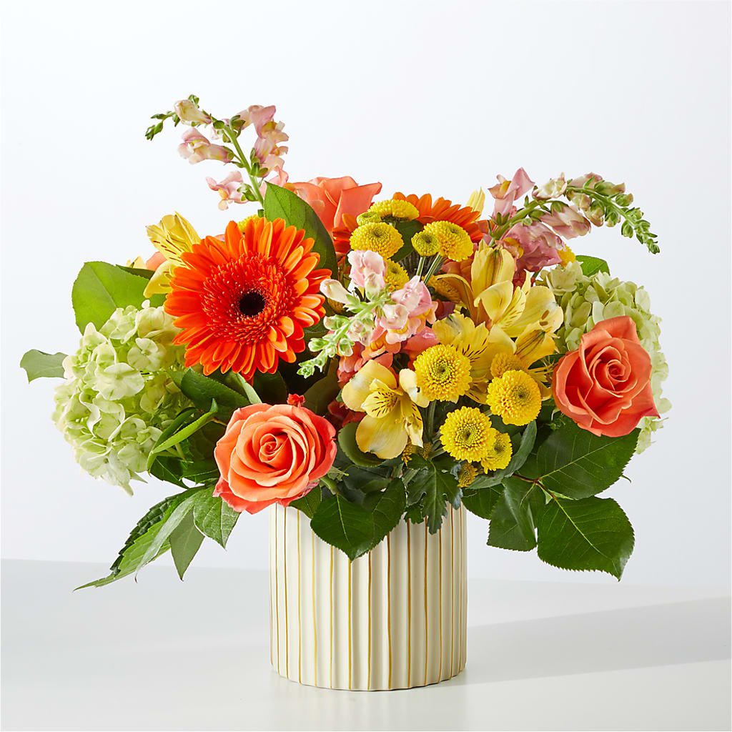 Autumn Sunshine Bouquet with Ivory Vase – ROY'S FLORIST, Winnipeg MB