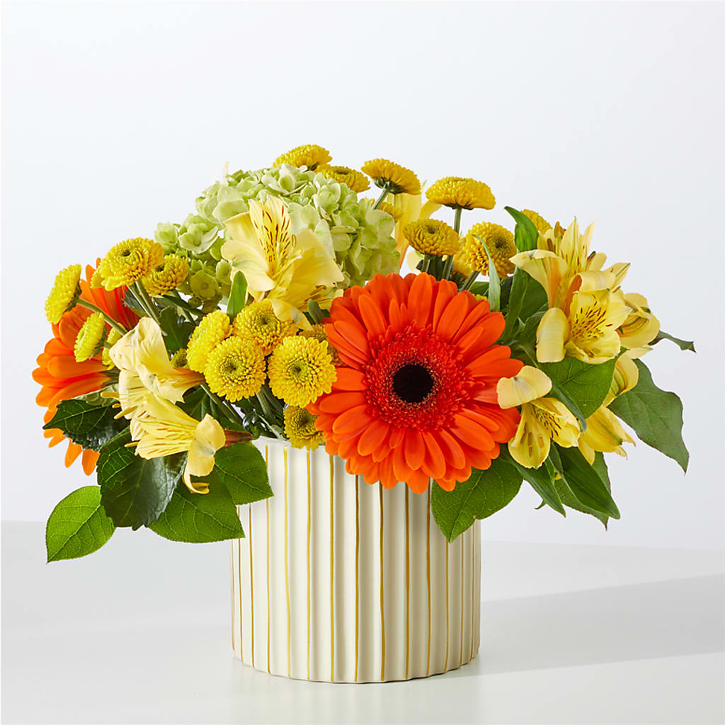 Autumn Sunshine Bouquet with Ivory Vase – ROY'S FLORIST, Winnipeg MB